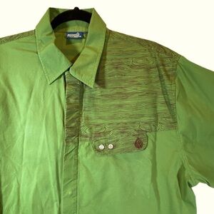 Mission Playground Men Large green organic cotton short sleeve button up shirt